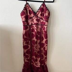 Elegant Red Floral Lace Dress